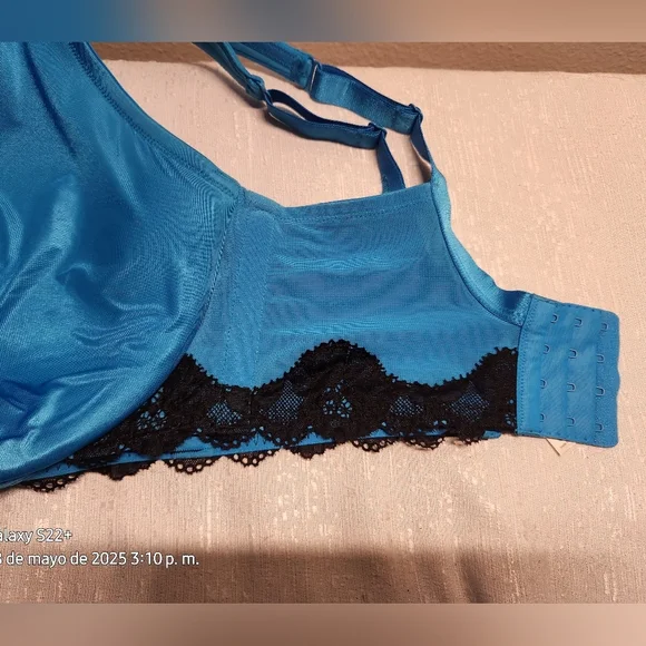 CACIQUE BRA 42 H Blue Lace Trim Bra - Picture 7 of 9